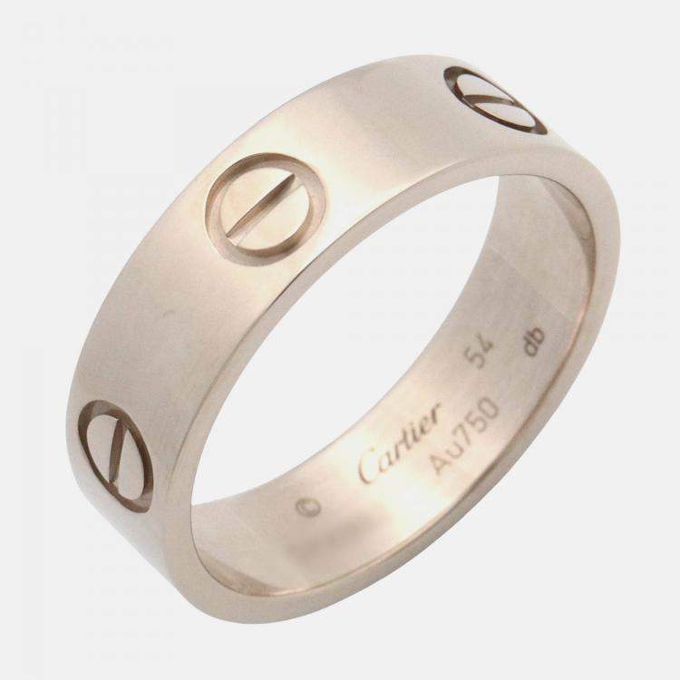 Pre Owned Cartier Love 18K White Gold Band Ring EU 54