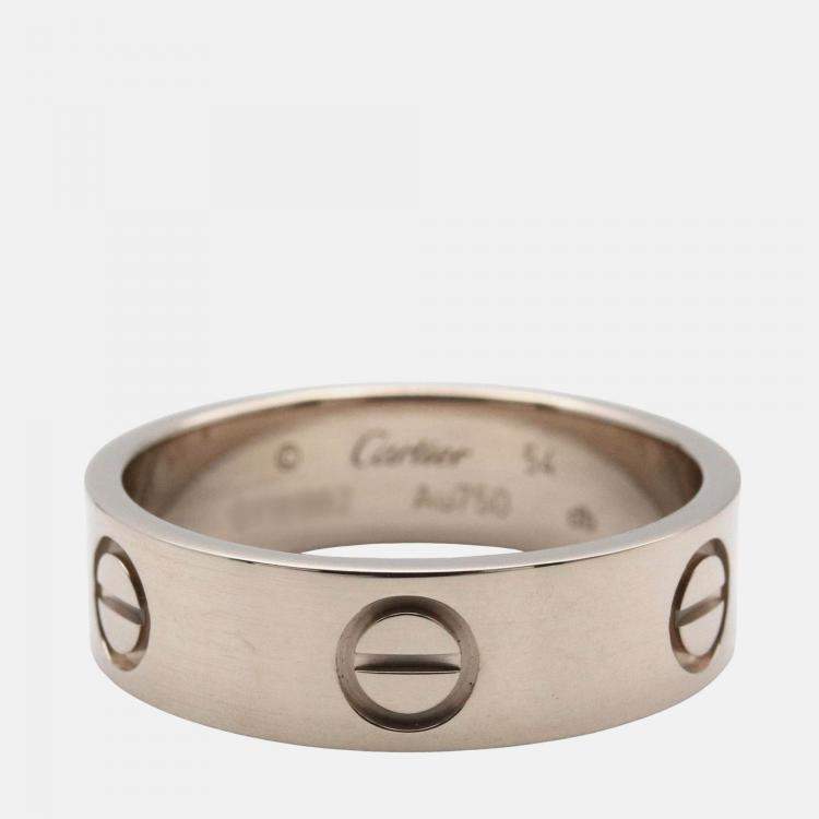 Pre Owned Cartier Love 18K White Gold Band Ring EU 54