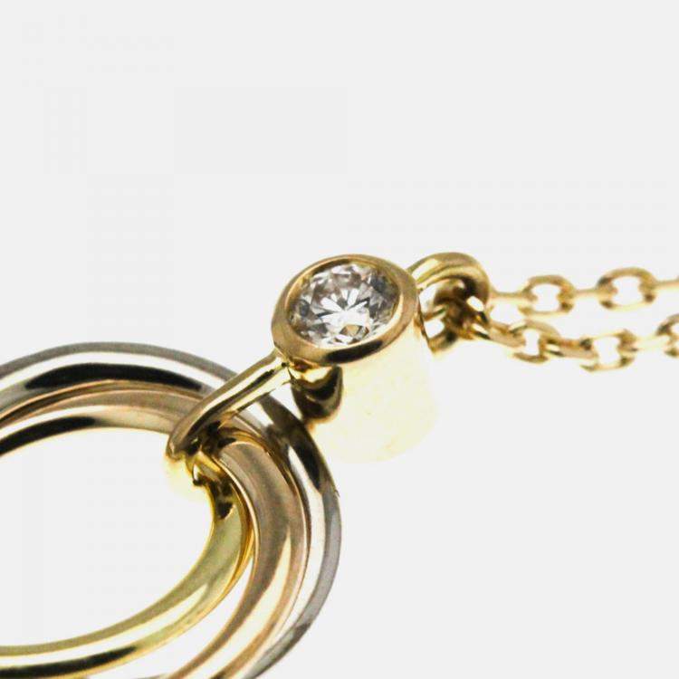 Pre Owned Cartier Trinity 18K Yellow, Rose, White Gold and Diamond Pendant Necklace
