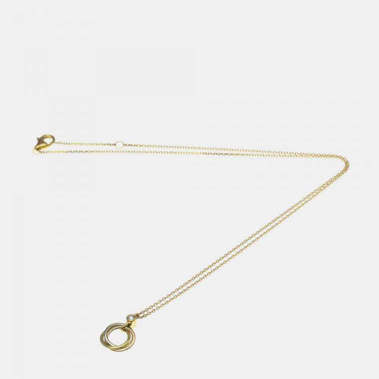 Pre Owned Cartier Trinity 18K Yellow, Rose, White Gold and Diamond Pendant Necklace