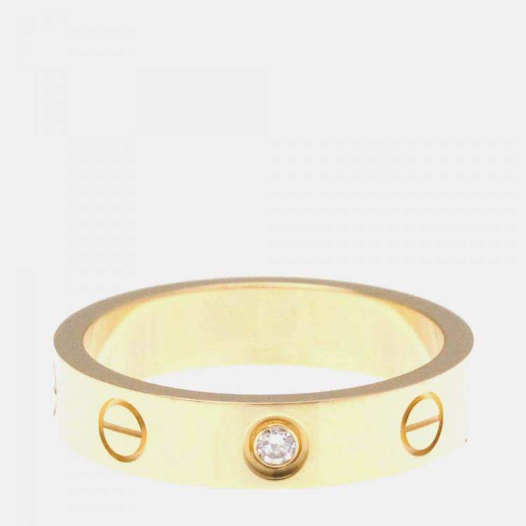 Pre Owned Cartier Love 18K Rose Gold, Diamond Band Ring EU 50