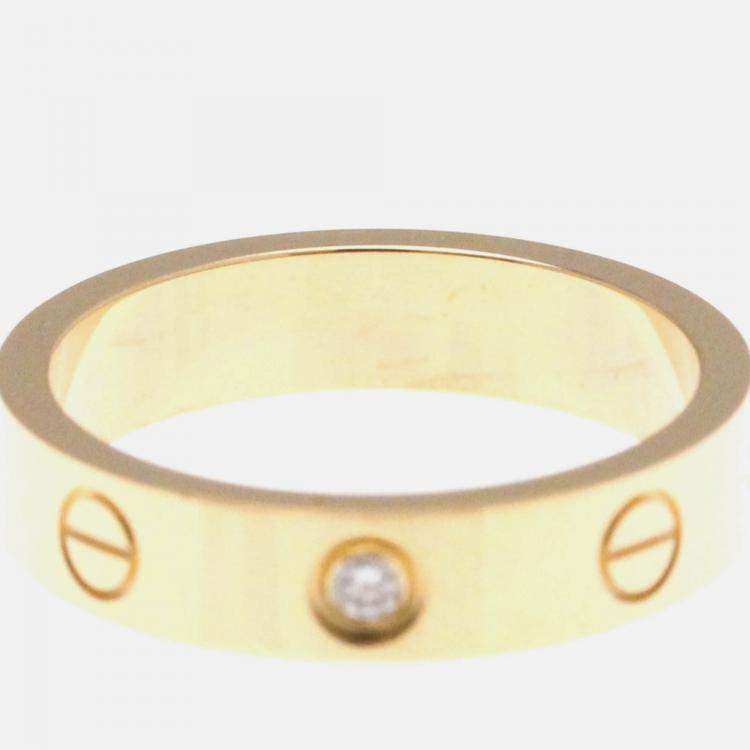Pre Owned Cartier Love 18K Rose Gold, Diamond Band Ring EU 50