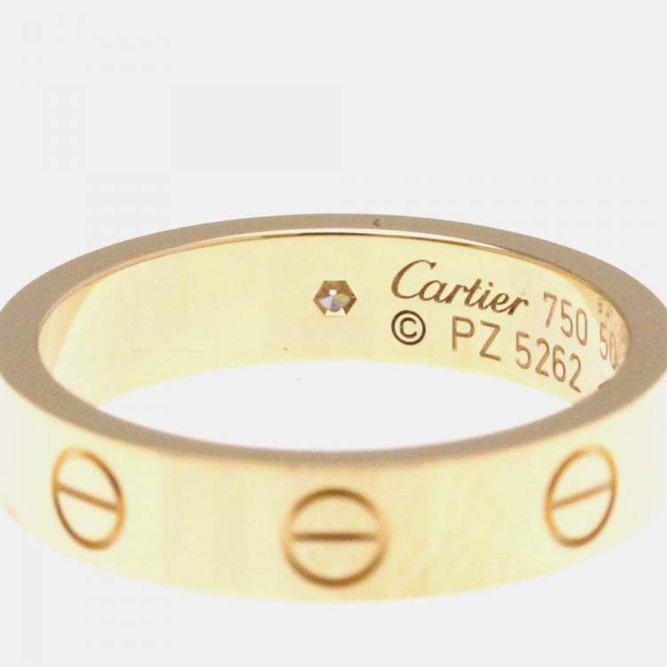 Pre Owned Cartier Love 18K Rose Gold, Diamond Band Ring EU 50