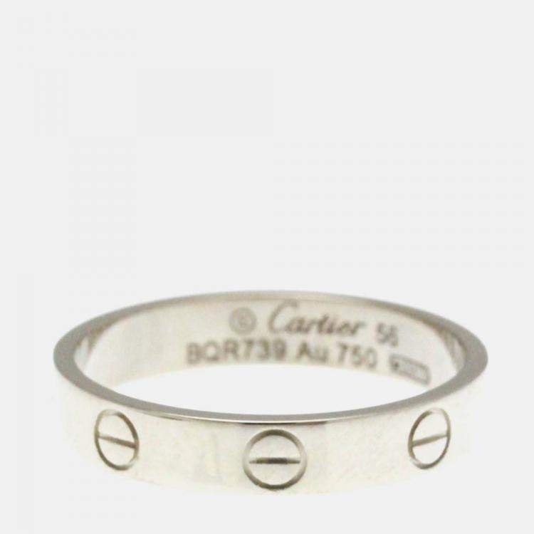Pre Owned Cartier Love 18K White Gold Band Ring EU 56