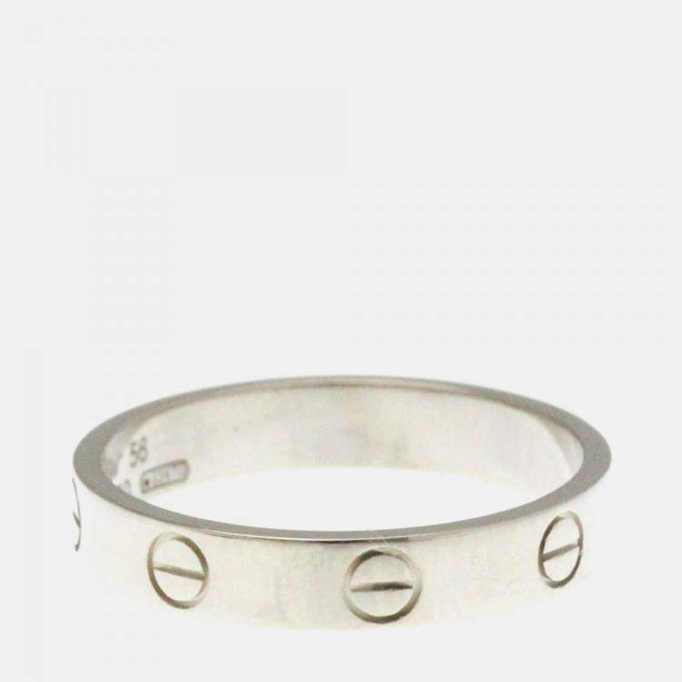Pre Owned Cartier Love 18K White Gold Band Ring EU 56