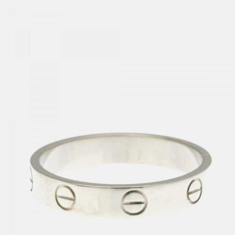 Pre Owned Cartier Love 18K White Gold Band Ring EU 56