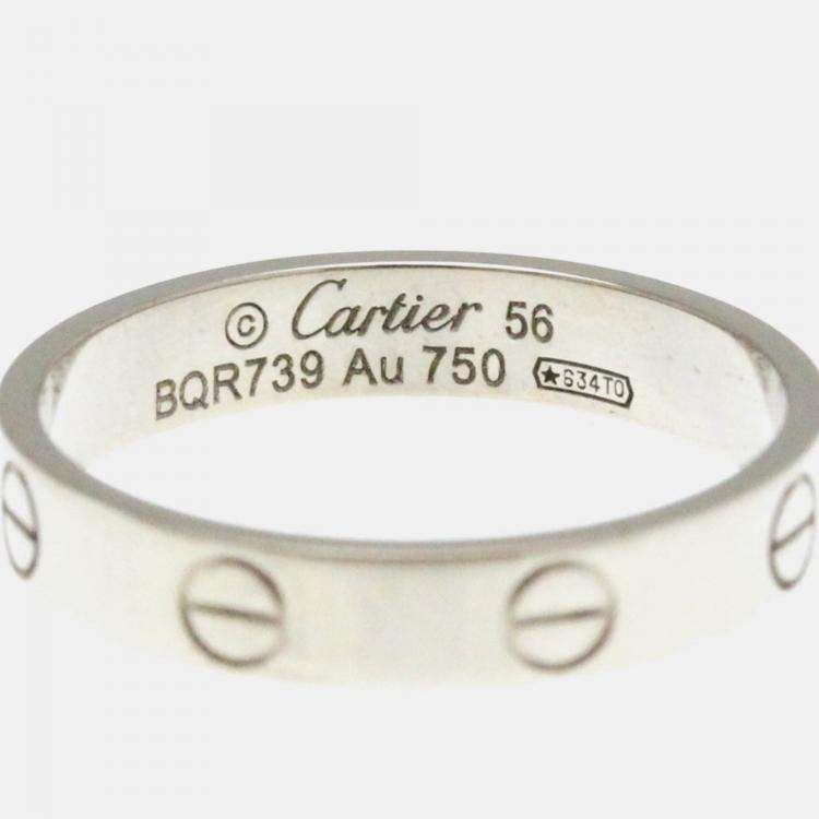 Pre Owned Cartier Love 18K White Gold Band Ring EU 56