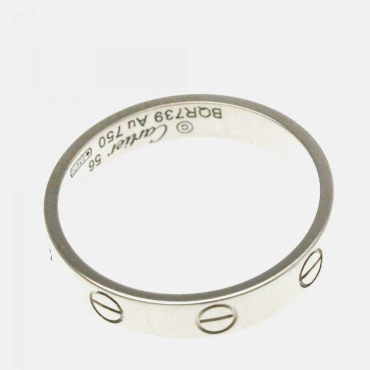 Pre Owned Cartier Love 18K White Gold Band Ring EU 56