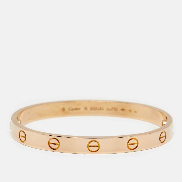 Pre Owned Cartier Love 18k Rose Gold Classic Model Bracelet 16 