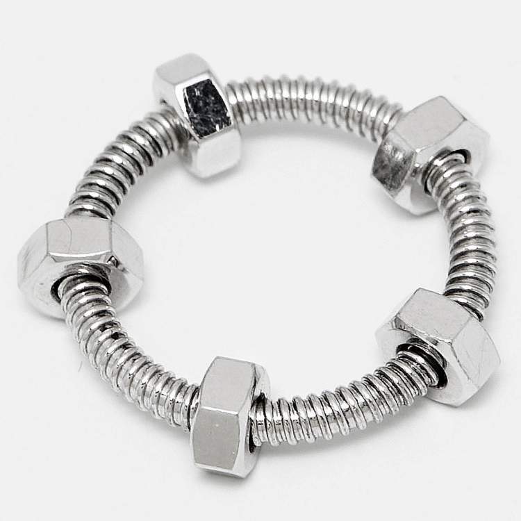 Pre Owned Cartier Ecrou De Cartier 18k White Gold Ring Size 50