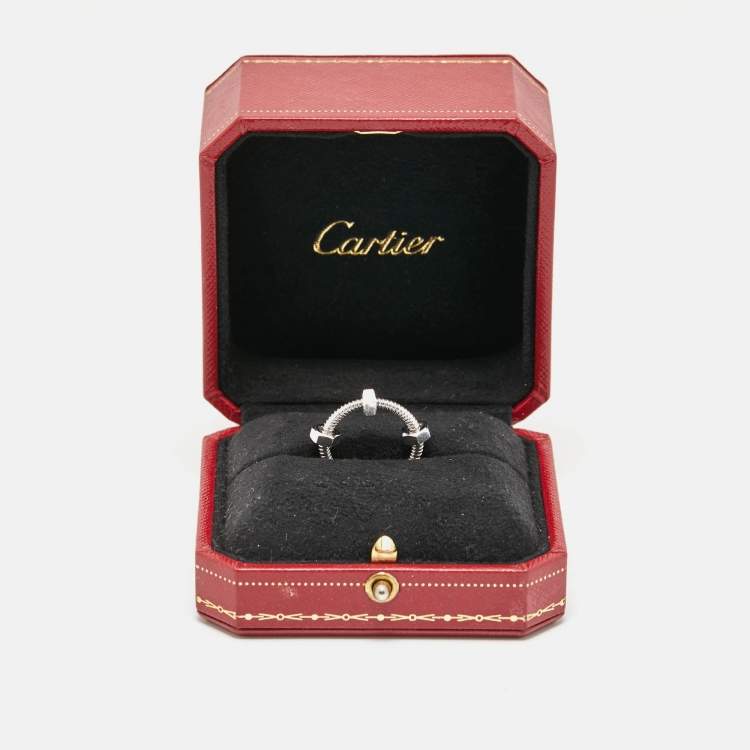 Pre Owned Cartier Ecrou De Cartier 18k White Gold Ring Size 50