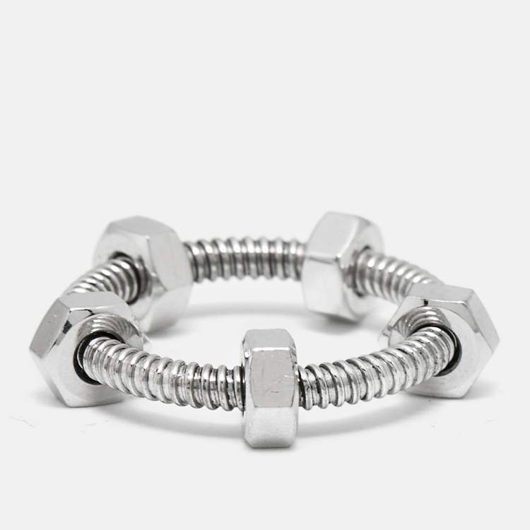 Pre Owned Cartier Ecrou De Cartier 18k White Gold Ring Size 50