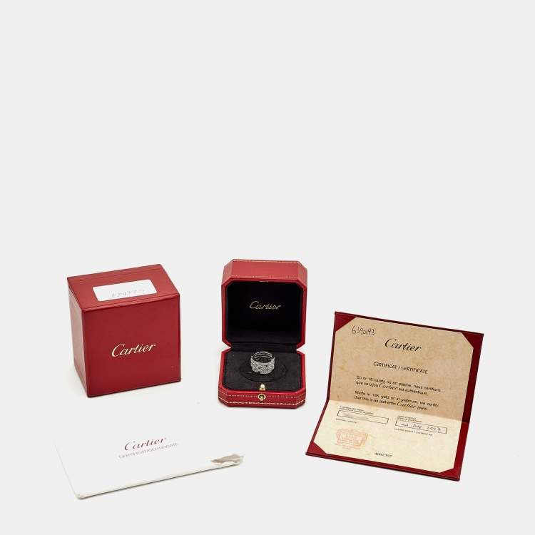 Pre Owned Cartier Maillon Panthere Diamonds 18k White Gold Ring 52
