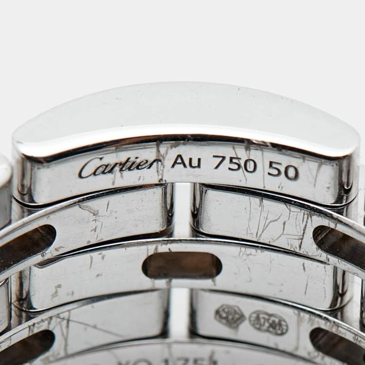 Pre Owned Cartier Maillon Panthere Diamonds 18k White Gold Ring 52