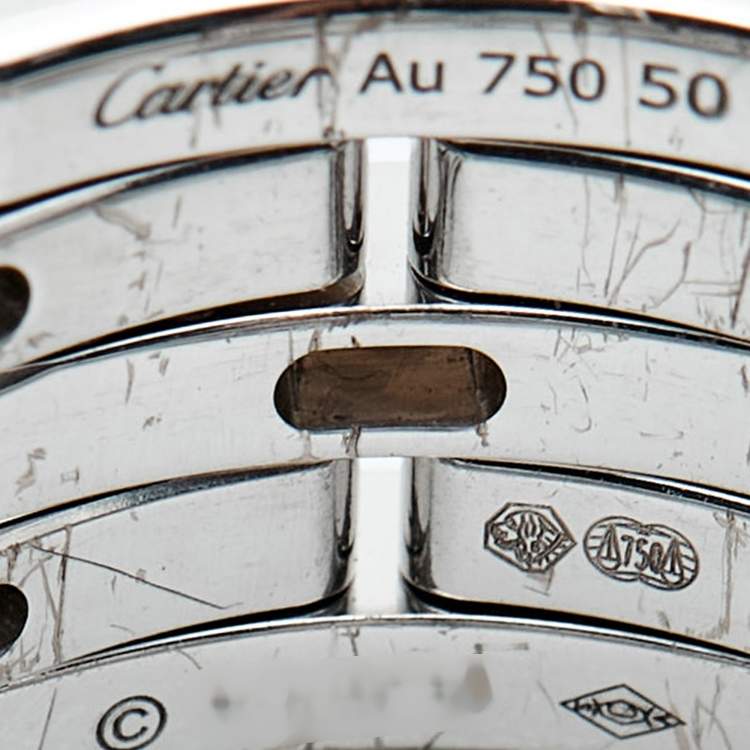 Pre Owned Cartier Maillon Panthere Diamonds 18k White Gold Ring 52