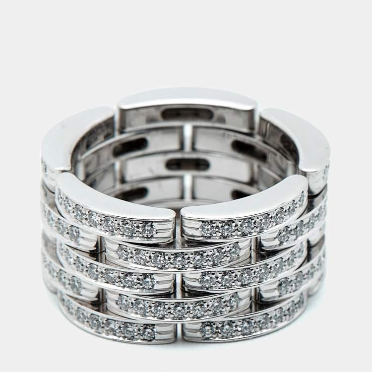 Pre Owned Cartier Maillon Panthere Diamonds 18k White Gold Ring 52