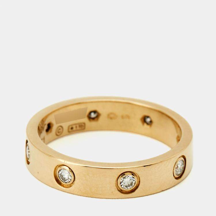 Pre Owned Cartier Love 8 Diamond 18k Yellow Gold Small Model Wedding Band Ring 51