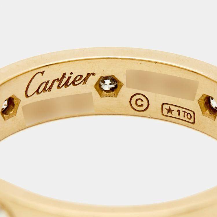 Pre Owned Cartier Love 8 Diamond 18k Yellow Gold Small Model Wedding Band Ring 51