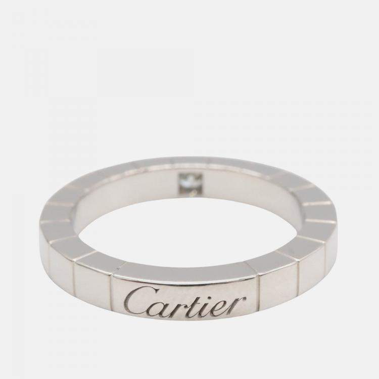 Pre Owned Cartier Lanieres 18K White Gold Diamond Ring EU 49