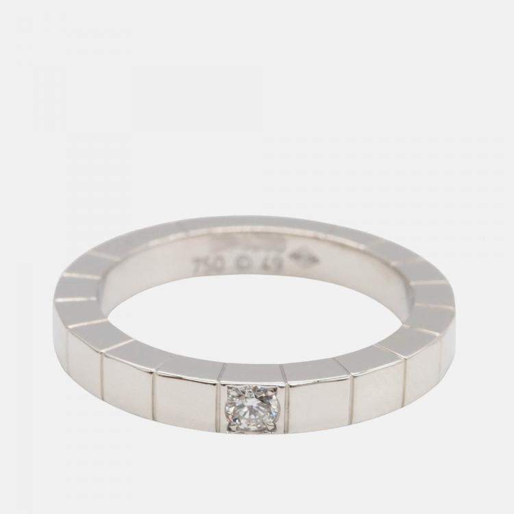Pre Owned Cartier Lanieres 18K White Gold Diamond Ring EU 49