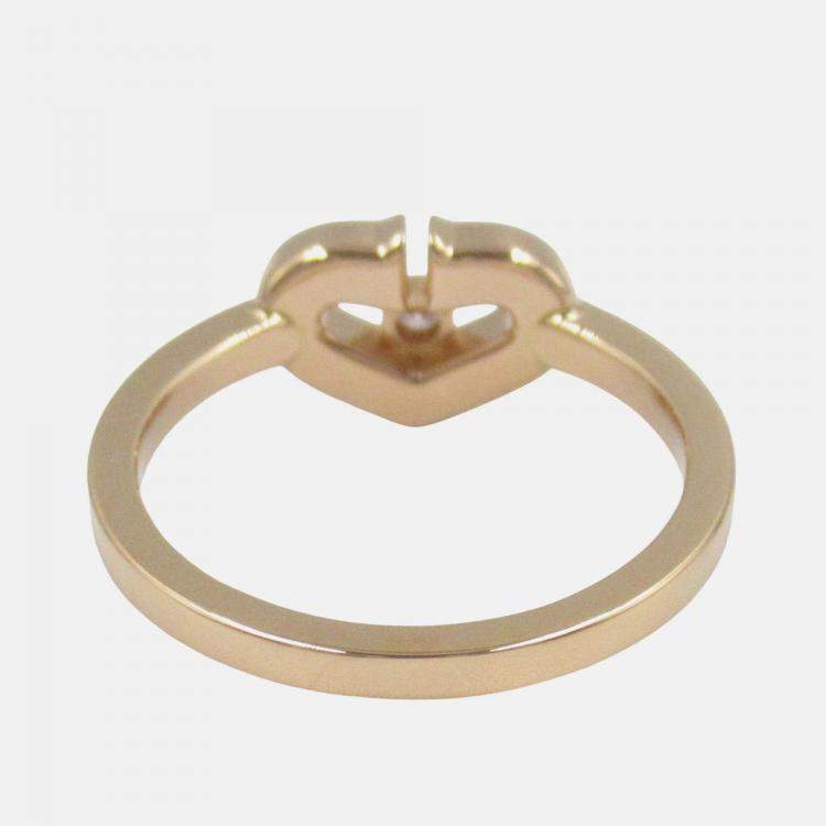 Pre Owned Cartier C Heart Small Diamond 18K Gold Ring EU 49