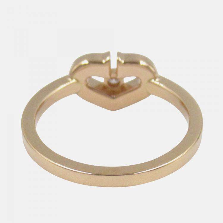 Pre Owned Cartier C Heart Small Diamond 18K Gold Ring EU 49