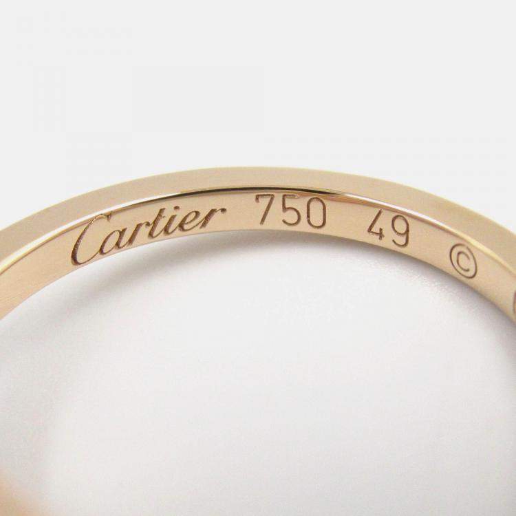 Pre Owned Cartier C Heart Small Diamond 18K Gold Ring EU 49