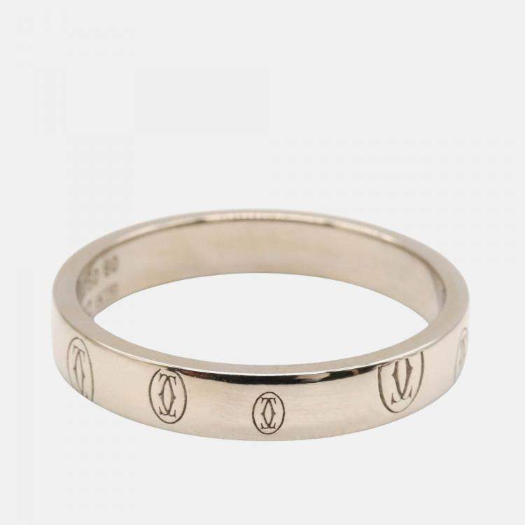 Pre Owned Cartier Happy Birthday 18K White Gold Band Ring EU 60
