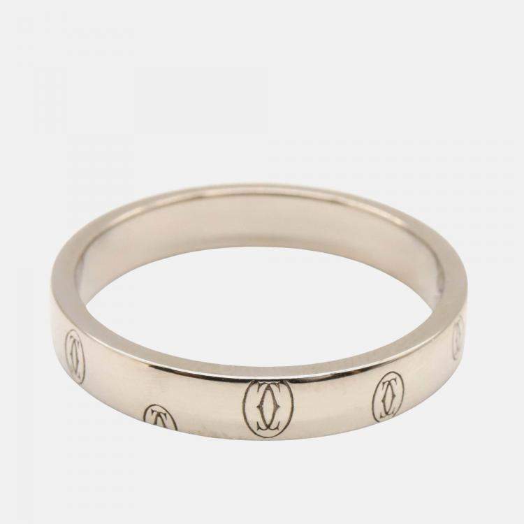 Pre Owned Cartier Happy Birthday 18K White Gold Band Ring EU 60