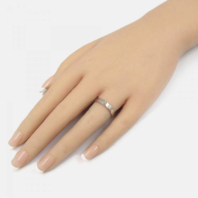 Pre Owned Cartier Love 18K White Gold Band Ring EU 55