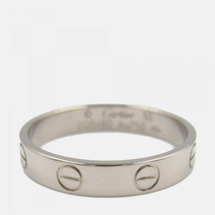 Pre Owned Cartier Love 18K White Gold Band Ring EU 55