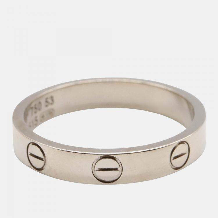Pre Owned Cartier Love 18K White Gold Band Ring EU 53