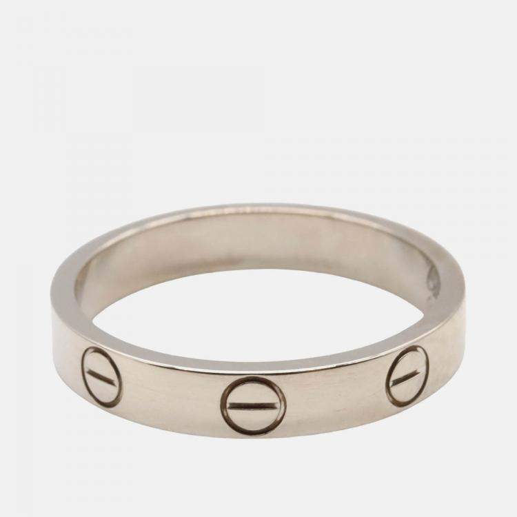 Pre Owned Cartier Love 18K White Gold Band Ring EU 53