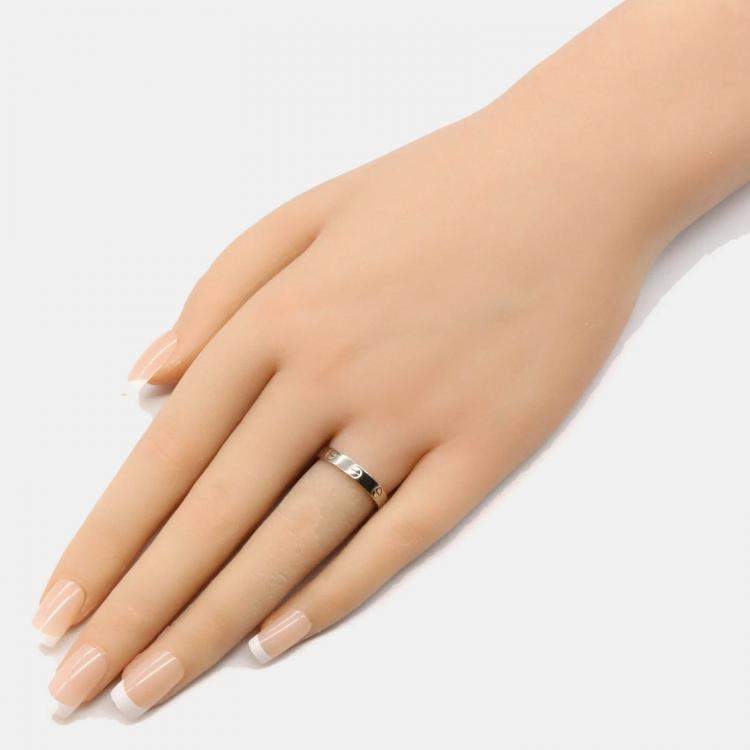 Pre Owned Cartier Love 18K White Gold Band Ring EU 53