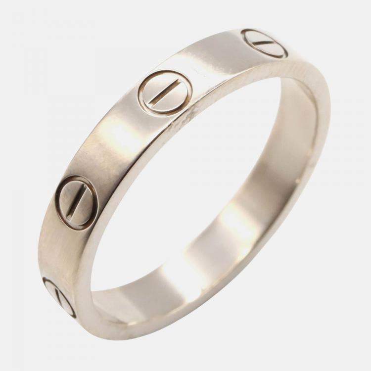 Pre Owned Cartier Love 18K White Gold Band Ring EU 53