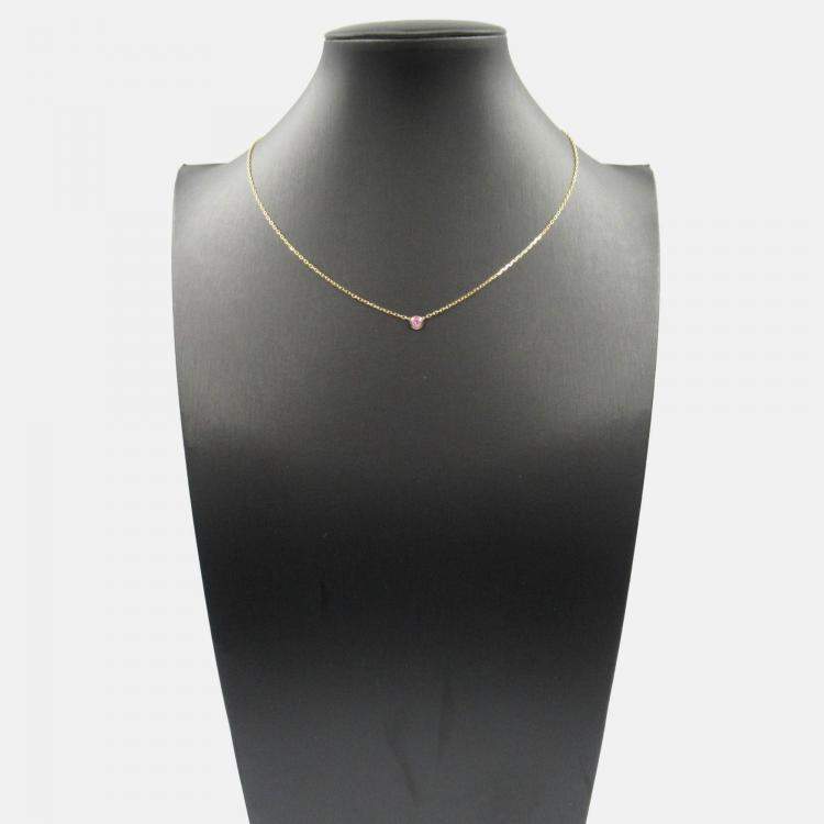 Pre Owned Cartier D'amour Pink Sapphire 18K Rose Gold Necklace