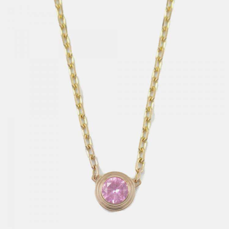 Pre Owned Cartier D'amour Pink Sapphire 18K Rose Gold Necklace