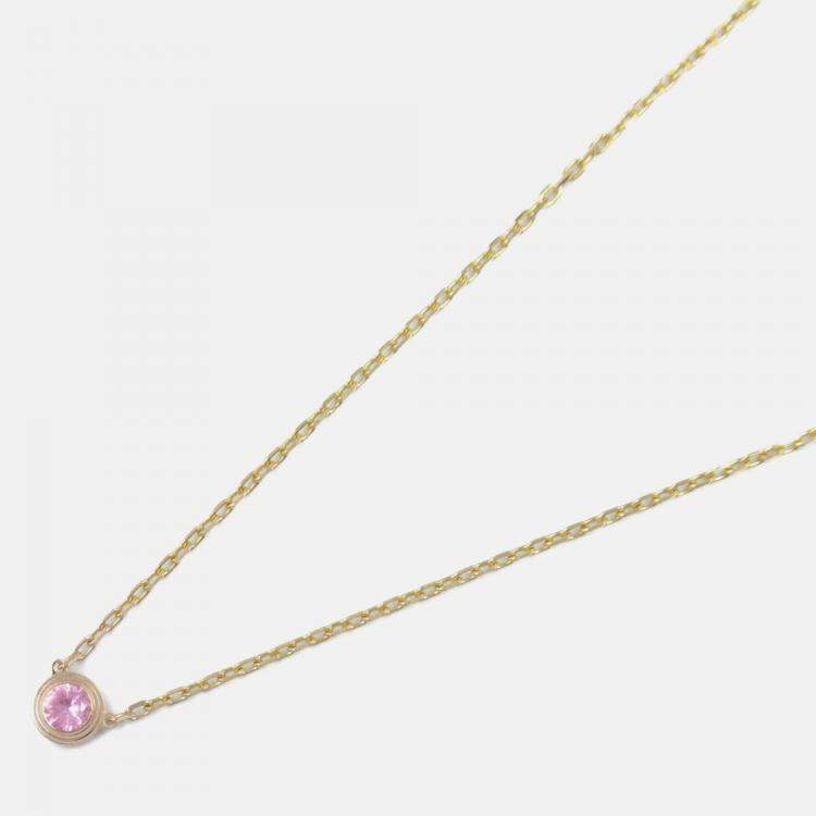 Pre Owned Cartier D'amour Pink Sapphire 18K Rose Gold Necklace