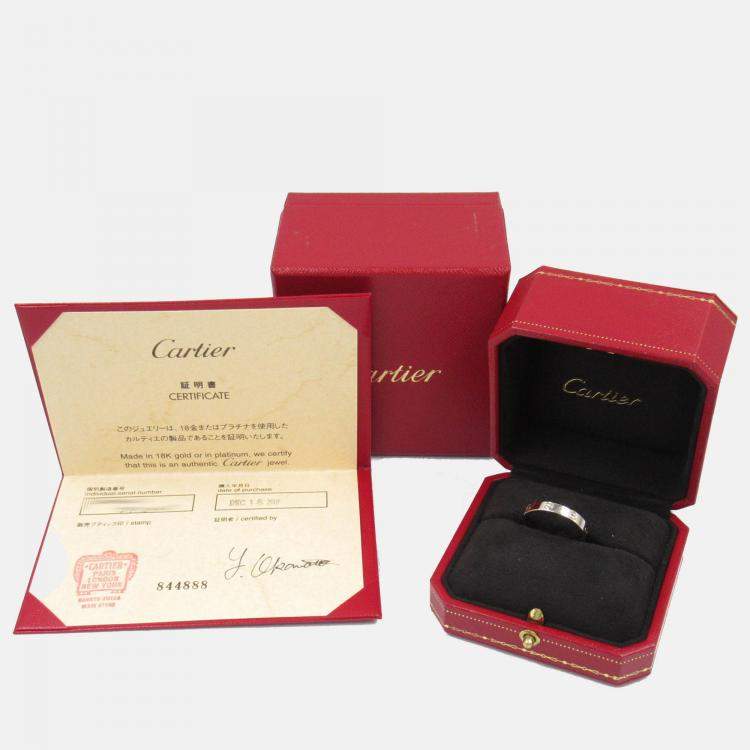Pre Owned Cartier Love 18K White Gold Band Ring EU 61