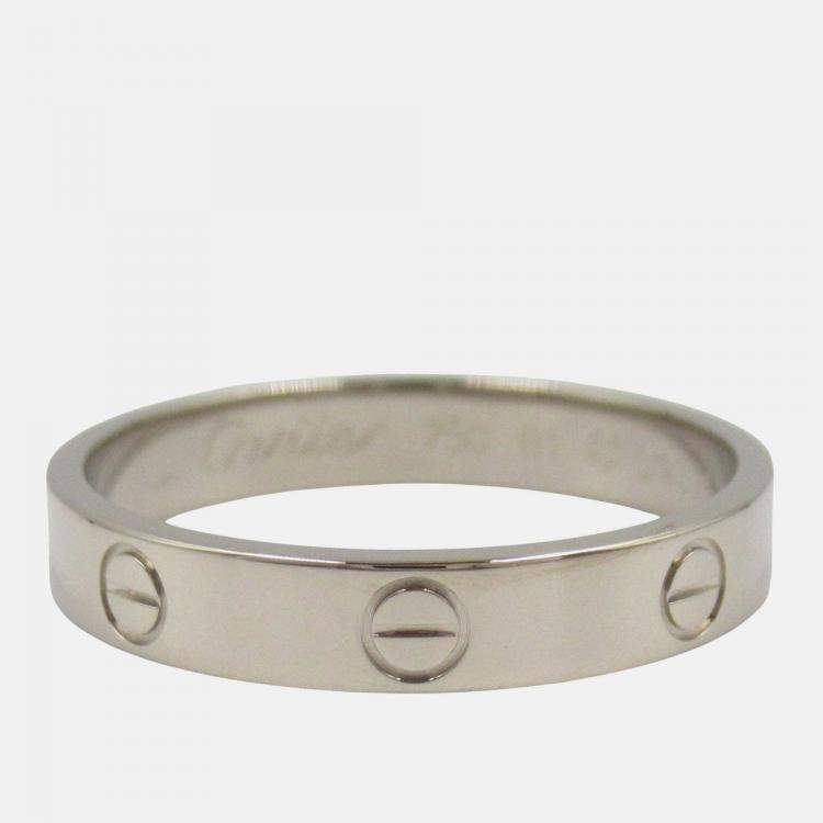 Pre Owned Cartier Love 18K White Gold Band Ring EU 61
