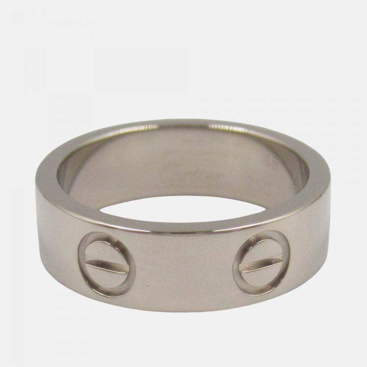Pre Owned Cartier Love 18K White Gold Band Ring EU 48
