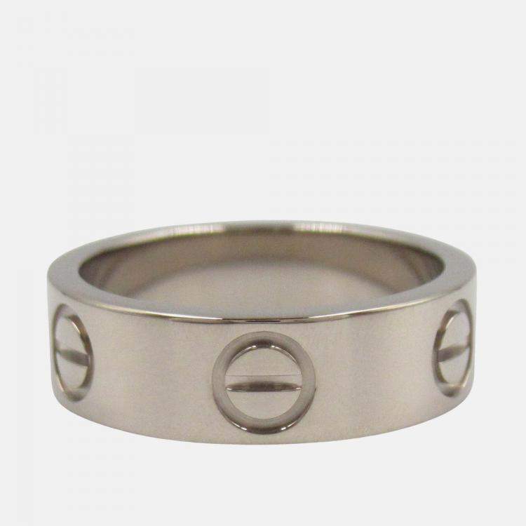Pre Owned Cartier Love 18K White Gold Band Ring EU 48