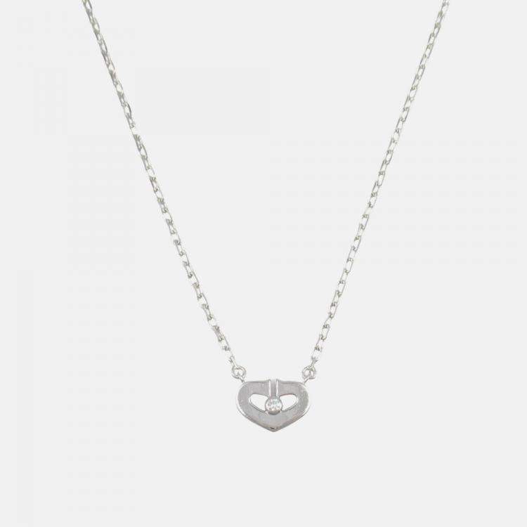 Pre Owned Cartier Heart C 18K White Gold Diamond Necklace