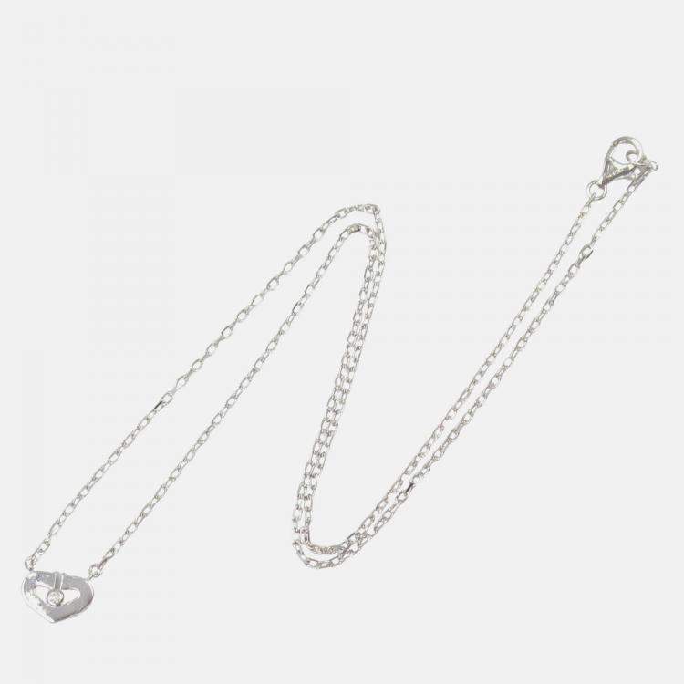 Pre Owned Cartier Heart C 18K White Gold Diamond Necklace