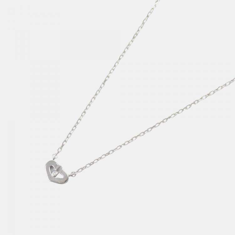 Pre Owned Cartier Heart C 18K White Gold Diamond Necklace