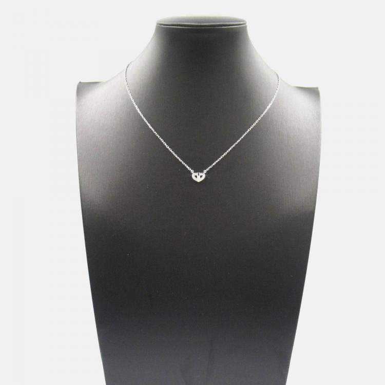 Pre Owned Cartier Heart C 18K White Gold Diamond Necklace