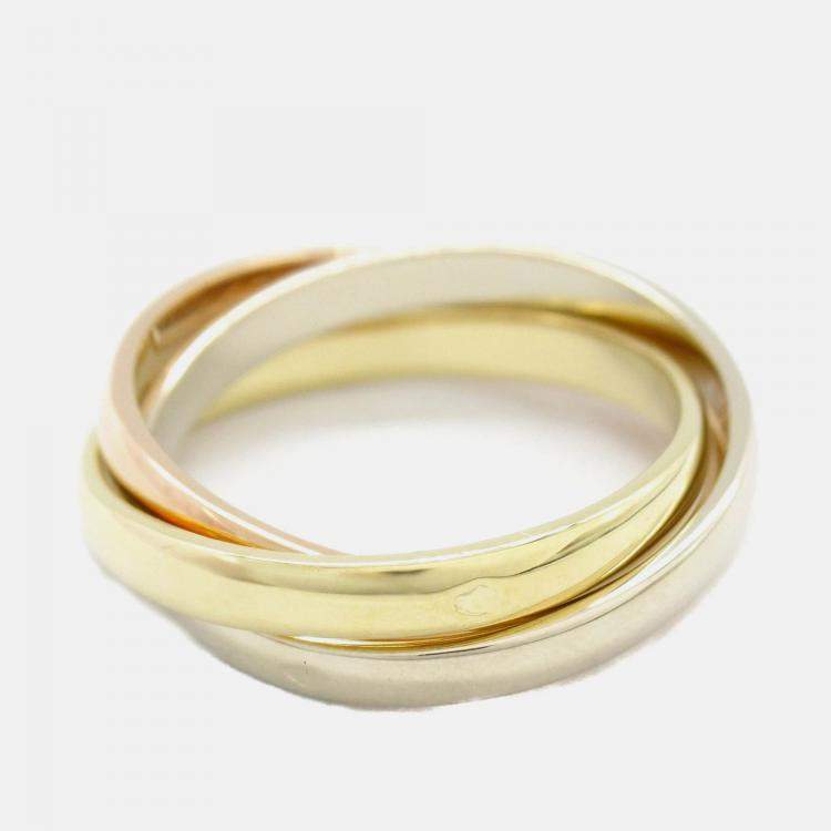 Pre Owned Cartier Trinity 18K Yellow, Rose, White Gold Band Ring EU 53