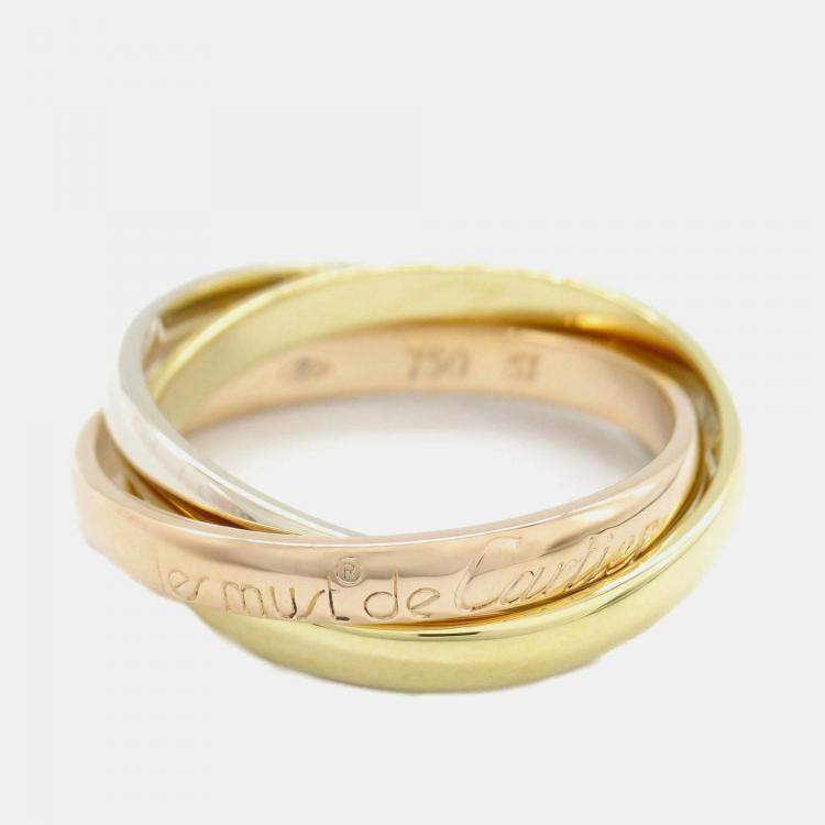 Pre Owned Cartier Trinity 18K Yellow, Rose, White Gold Band Ring EU 53