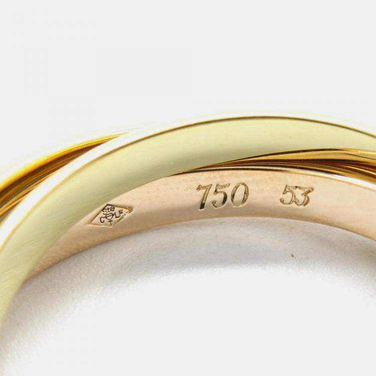 Pre Owned Cartier Trinity 18K Yellow, Rose, White Gold Band Ring EU 53