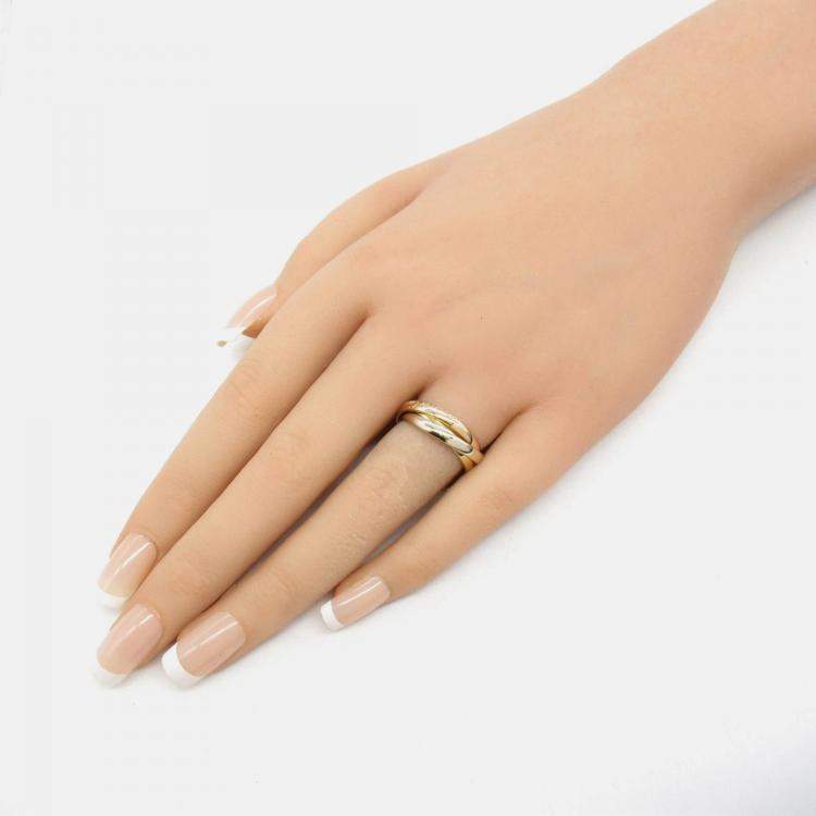 Pre Owned Cartier Trinity 18K Yellow, Rose, White Gold Band Ring EU 53